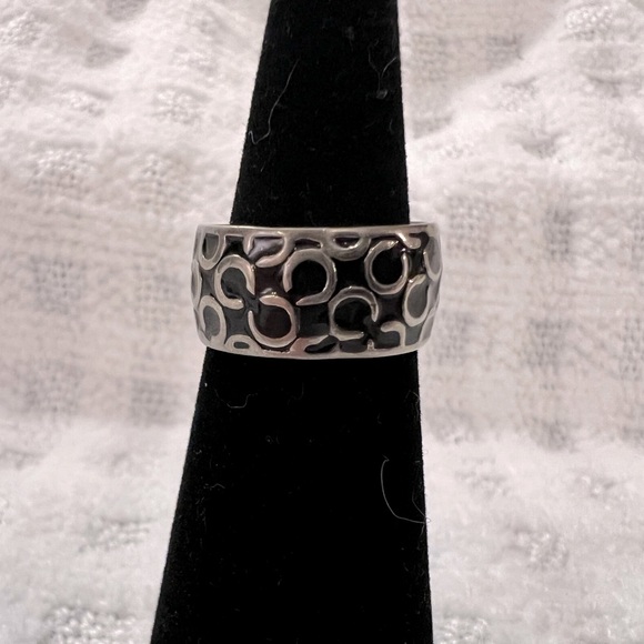Coach Black and Silver Ring Size 54 (7) - Picture 6 of 8